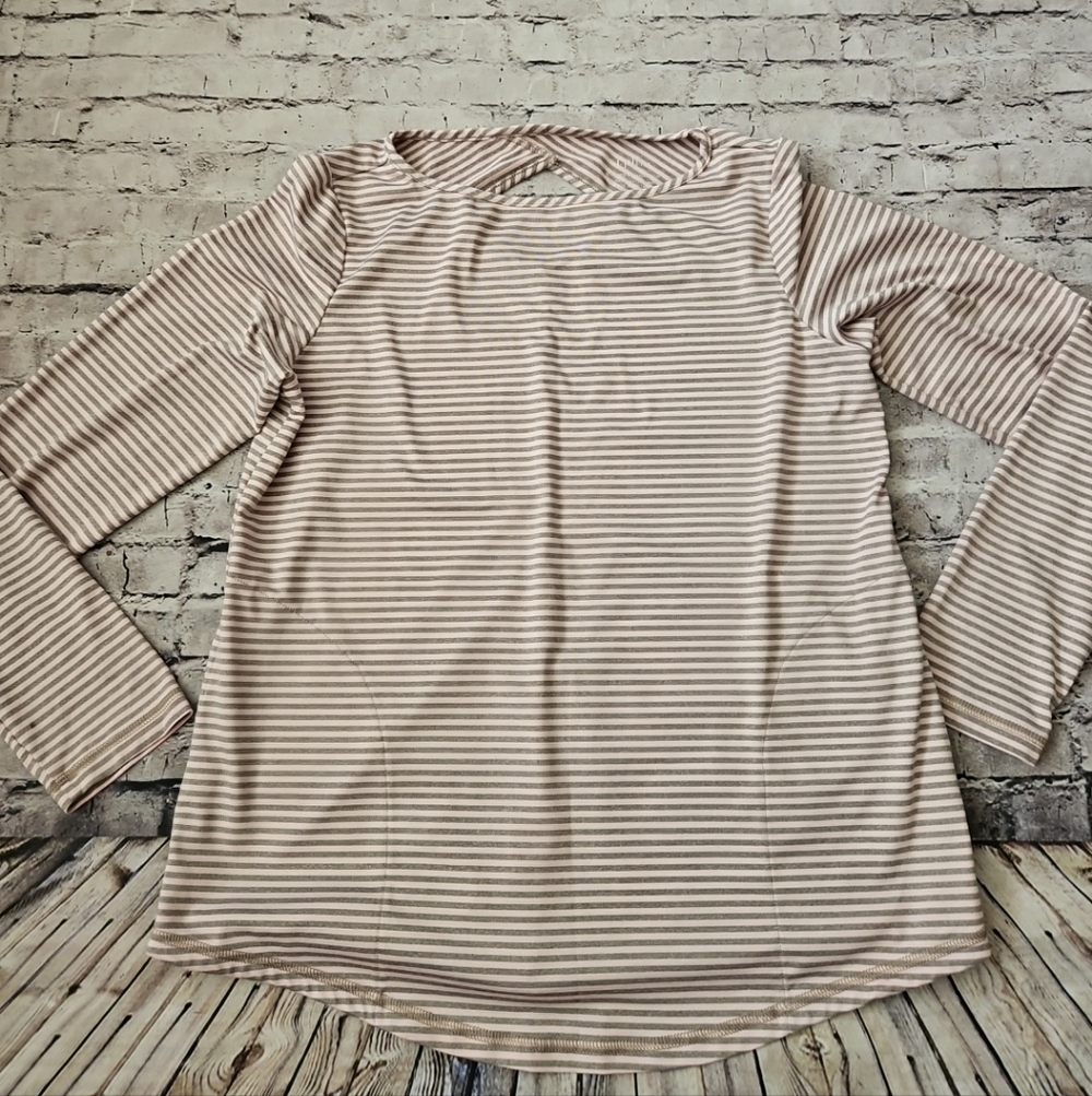 J.jill Fit Pink Striped Keyhole Top Blouse Size Pxs